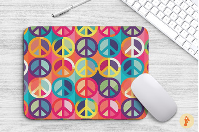 Colorful Hippie Peace Symbol Mouse Pad