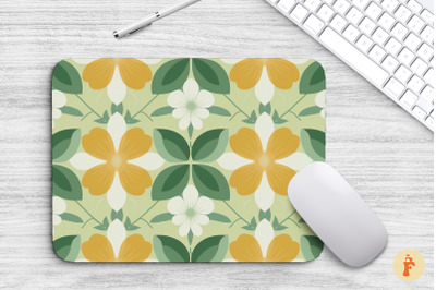 Aesthetic Geometric Floral Mouse Pad