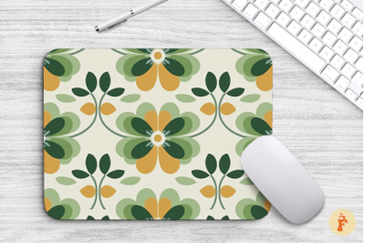 Retro Geometric Floral Mouse Pad