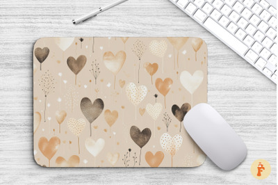 Neutral Boho Hearts Mouse Pad