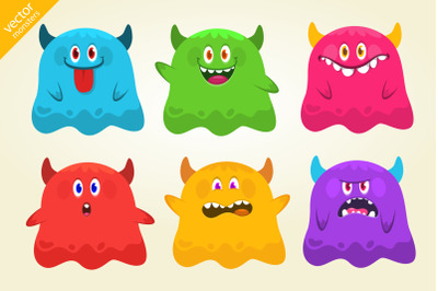 Cute Halloween cartoon monsters set. Vector set isolated