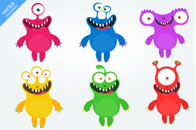 Cute Halloween cartoon monsters set. Vector set isolated