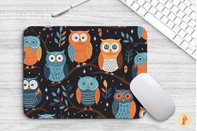 Boho Cute Owls Mouse Pad