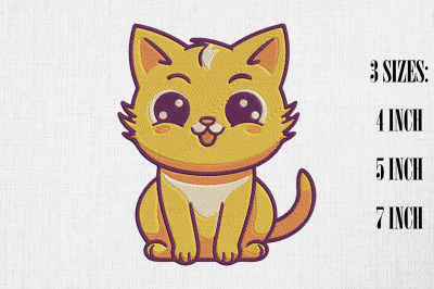 Cute Kawaii Cat Embroidery