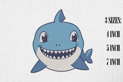 Cute Kawaii Shark Embroidery