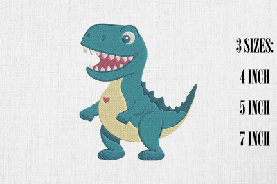 Kawaii T-rex Dinosaur Embroidery Design