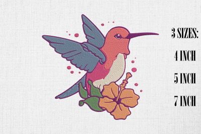 Cute Kawaii Hummingbird Embroidery Design