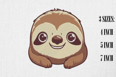 Cute Sloth Embroidery Design