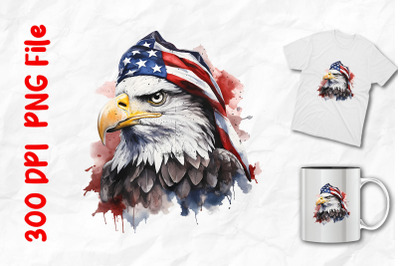 Bald Eagle With American Flag Bandana