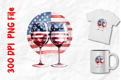 American Flag Wine Glasses