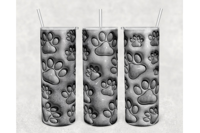 3D Inflated Dog Paw Tumbler Wrap, 20oz Skinny Tumbler Sublimation PNG