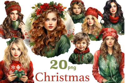 Christmas Fashion Girl Clipart Bundle | Xmas Sublimation PNG