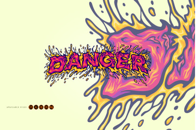 Danger lettering word with splattered effect