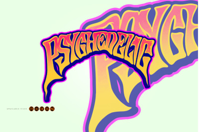 Groovy psychedelic lettering word bold text