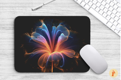 Abstract Bioluminescent Flower Mouse Pad