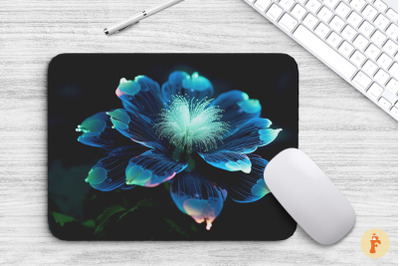 3D Bioluminescent Blue Flower Mouse Pad