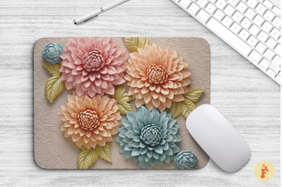 3D Colorful Dahlia Flowers Mouse Pad