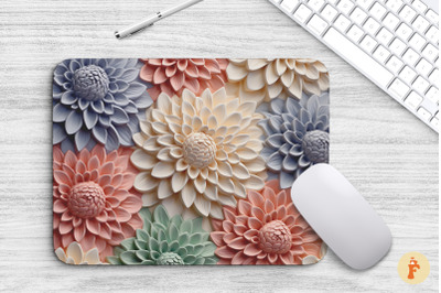 3D Dahlia Flowers Mouse Pad