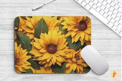 3D Sunflowers Mouse Pad