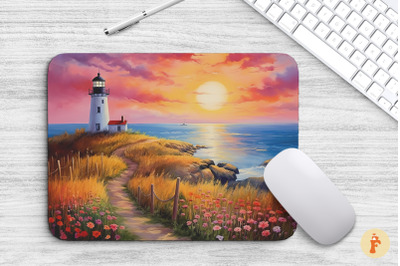 Lighthouse Sunset Mouse Pad