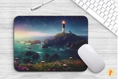 Lighthouse At Night Mouse Pad