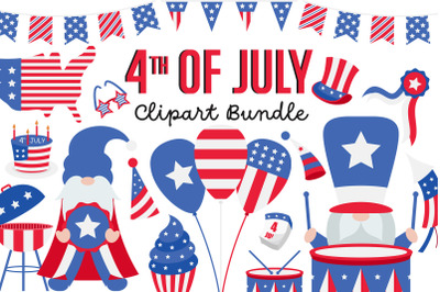 4th Of July Clipart Bundle | Patriotic Gnomes SVG Bundle