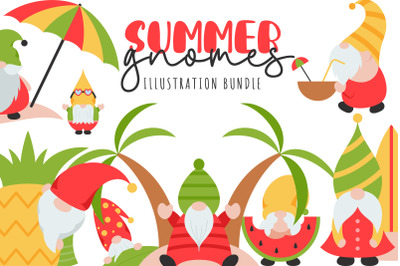 Summer Gnomes Illustration SVG Bundle