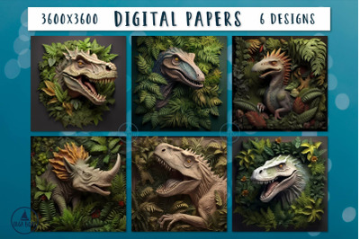 3d dinosaur digital paper | T rex illustration