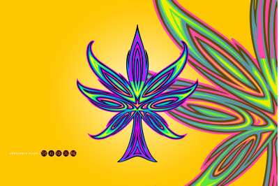 pinstriped cannabis sativa leaf tribal ornament