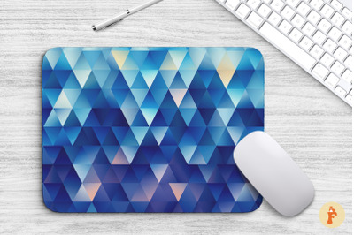 Blue Geometric Triangle Mouse Pad