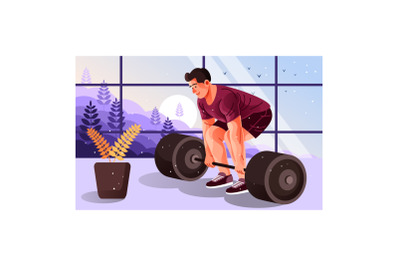 Man Lifting a Barbell Illustration