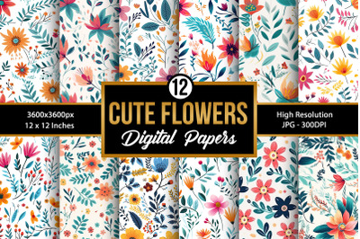 Cute Boho Flowers Seamless Patterns, Floral Seamless Patterns