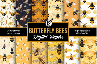 Butterfly Honeybees Digital Papers