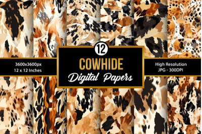 Cowhide Seamless Pattern Digital Papers