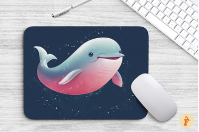 Cute Smiling Whale Mouse Pad