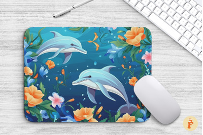 Cute Dolphins In The Ocean Mouse Pad