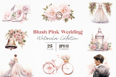 Blush Pink Wedding Watercolor Collection