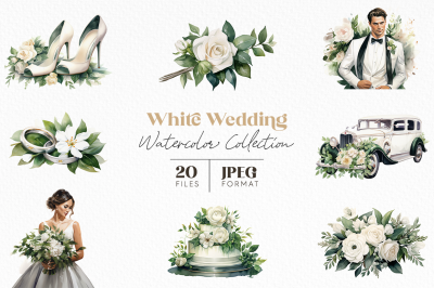 White Wedding Watercolor Collection