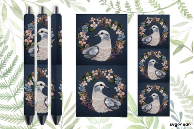 Embroidery Dove Pen Wraps | Sublimation