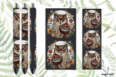 Embroidery Owl Pen Wraps | Sublimation