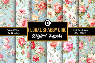 Shabby Chic Flowers Seamless Patterns