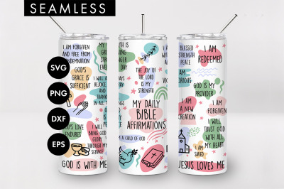 20oz Bible Affirmations Skinny Tumbler SVG PNG