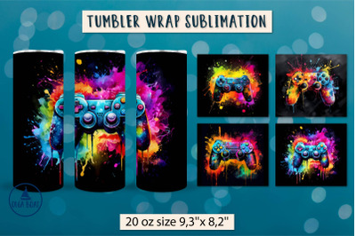 Gamer Tumbler wrap sublimation bundle | Boys tumbler wrap