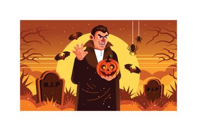 Dracula Hold Halloween Pumpkin