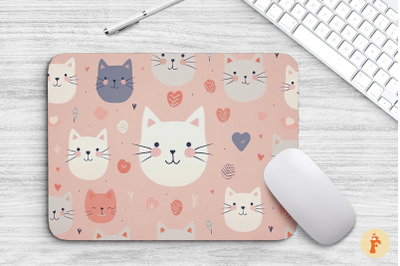 Mouse Pad Hand Drawn Minimal Cats