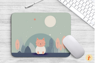 Mouse Pad Hand Drawn Cute Cat