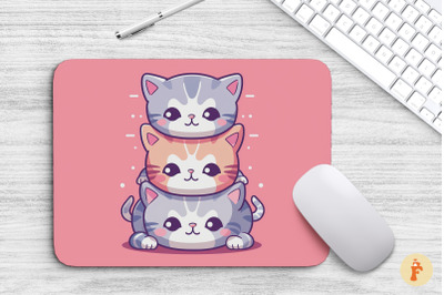 Mouse Pad Cats Stacked On Each Other