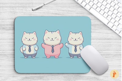 Mouse Pad Funny Cute Cats Wearing Suits