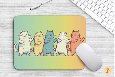 Mouse Pad Doodle Of Funny Cats Dancing