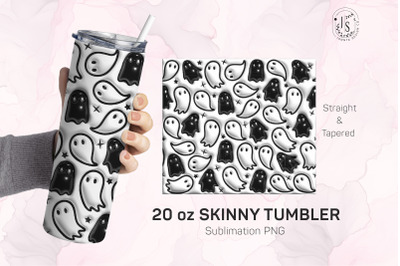 Inflated Bubble Halloween Ghost Tumbler Wrap, 3D Tumbler Design